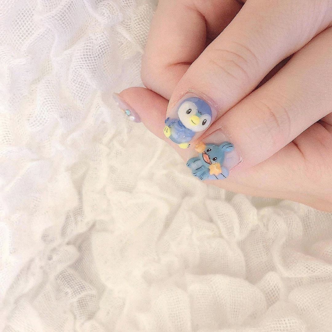 武藤小麟 Colors Blue Nail さんで みずポケモンネイルしてもらいましたっ 3dネイルというものを生まれて初めてしたのですが ずっと Moe Zine