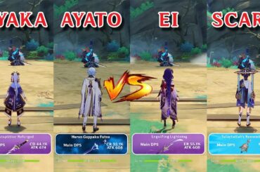 Wanderer vs Ayato vs Raiden vs Ayaka!! who is the best DPS?? DPS gameplay comparison!!