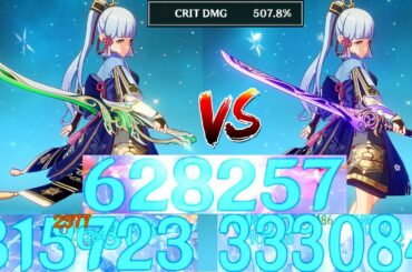 Ayaka 510% Crit DMG World Record - Light of Foliar R1 vs Mistsplitter R1 Melt DMG Comparison