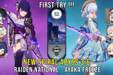 C0 Raiden National and C0 Ayaka Freeze - NEW Genshin Impact Abyss 3.6 - Floor 12 9 Stars