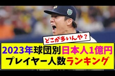 2023年球団別日本人1億円プレイヤー人数ランキング【なんJ反応】