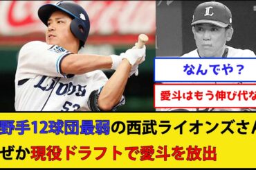 【謎】外野手12球団最弱の西武ライオンズさん、なぜか現役ドラフトで愛斗を放出【埼玉西武ライオンズ】【なんJ 2ch プロ野球反応集】