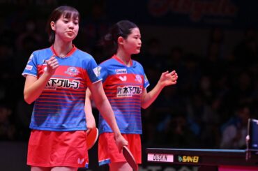 長﨑美柚 牧野 美玲 vs 枝廣愛 工藤夢 T10-10 木下アビエル神奈川vs 京都カグヤライズ ノジマTリーグ2023-2024 2023年10月29日 カルッツかわさき【卓球Tリーグ公式】