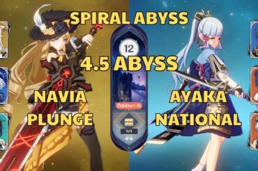 C0 Navia Xianyun Plunge | C0 Ayaka National | Spiral Abyss 4.5 Floor 12 | Genshin Impact