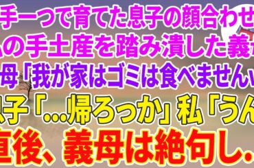 【スカッとする話】女手一つで育てた息子の顔合わせで私の手土産を踏みつぶした義母「我が家はゴミは食べれませんw」息子「…帰ろっか」私「うん」直後、義母は絶句し…【スカッと】【朗読】【修羅場】